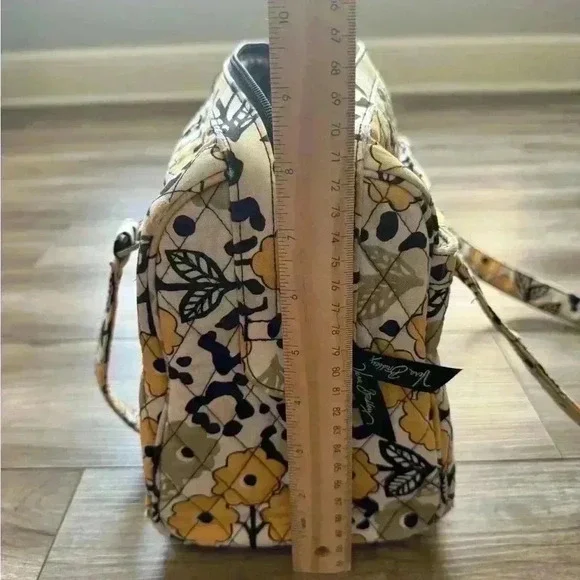 Vera Bradley 'Go Wild' Caroline Shoulder Bag Purse Black Yellow Animal Print - Picture 7 of 15